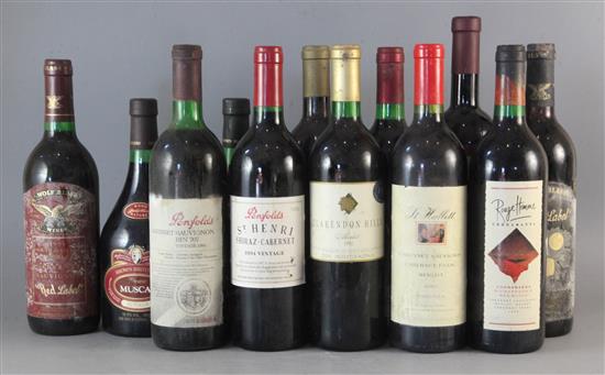 Twelve assorted Australian wines including St Hallett, Barosa, 1993, Penfolds St Henri, 1994 and Lintz Estate, 1994.